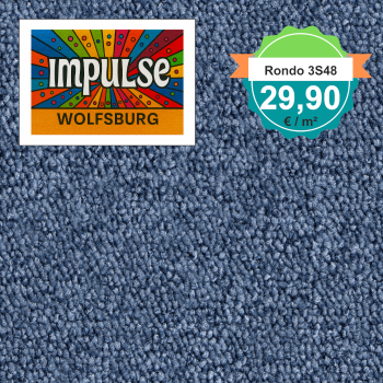 Vorwerk Teppichboden in Draufsicht – klassisches Blau mit dichter Schlingenoberfläche, gleichmäßig und strapazierfähig